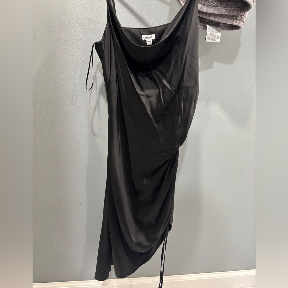 Garage Black Asymmetrical Draped Dress